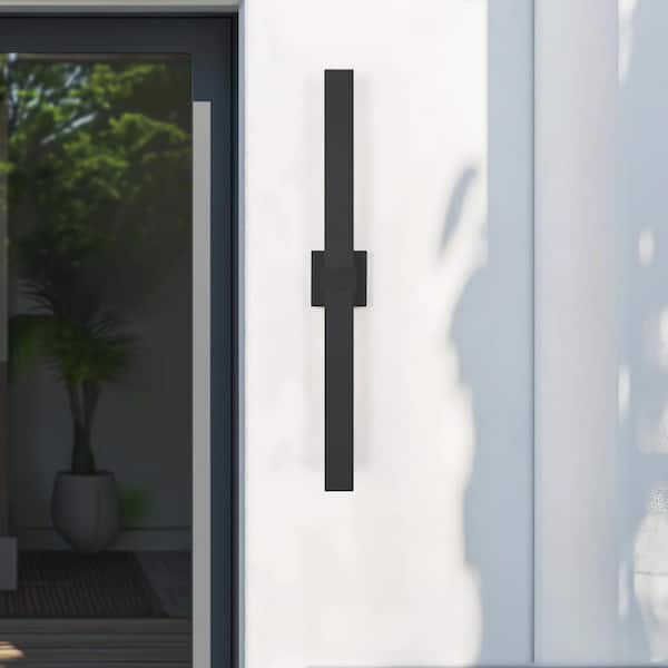 LamQee 1-Light Matte Black Hardwired LED Outdoor Wall Sconce