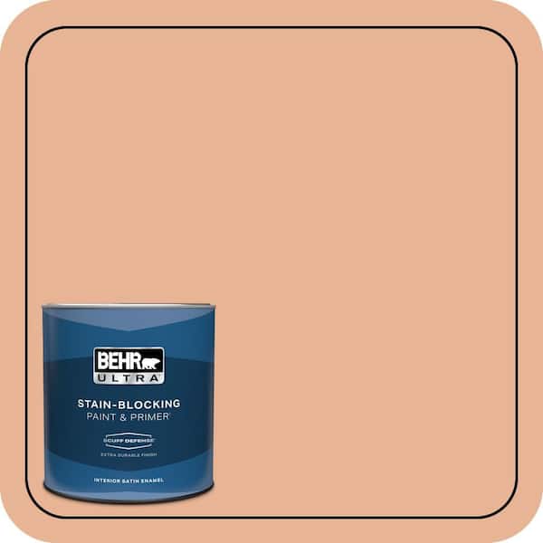 BEHR ULTRA 1 qt. #M210-4 Peach Shortcake Extra Durable Satin Enamel Interior Paint & Primer