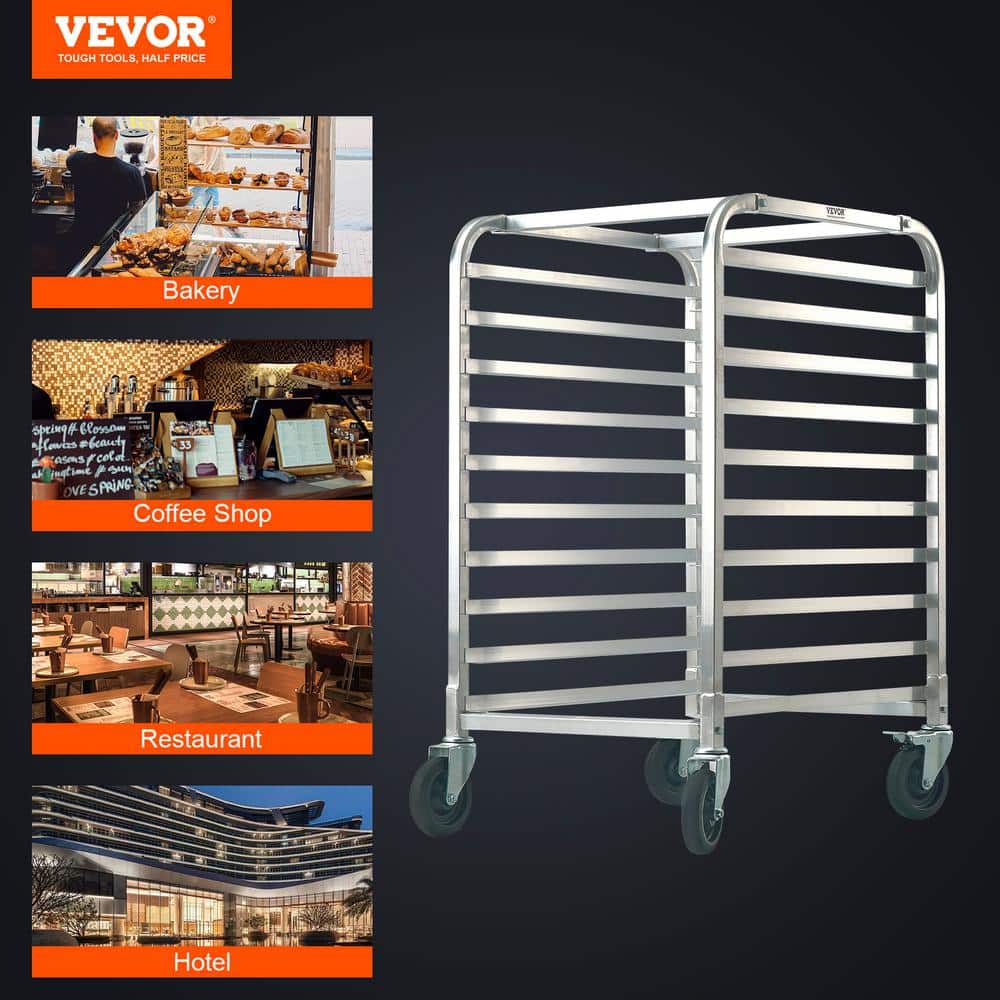 10-Tier Aluminum Commercial Bakery Rack with Wheels