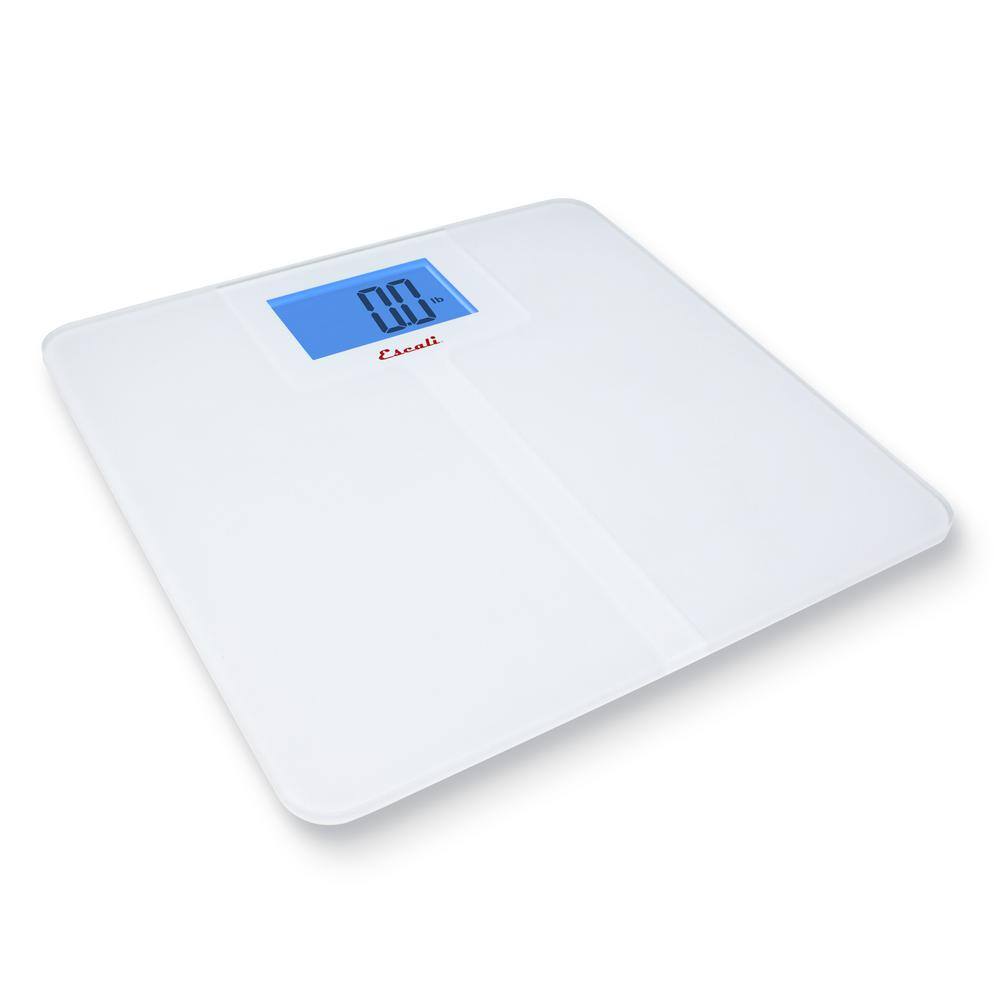 High Capacity White Glass Digital Bathroom Scale with Slip Resistant Surface