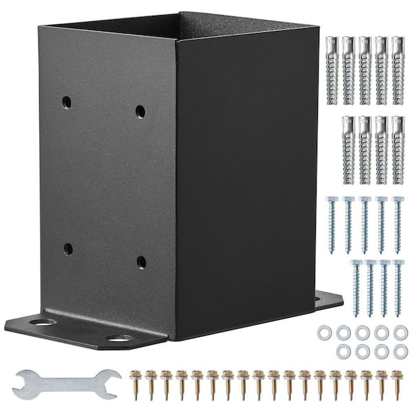 SVOPES 4 x 4 Post Base, 2-Pieces, Inner Size 3.6 x 3.6 in. Heavy Duty Powder-Coated Post Anchor, Matte Black Wood Post Brackets
