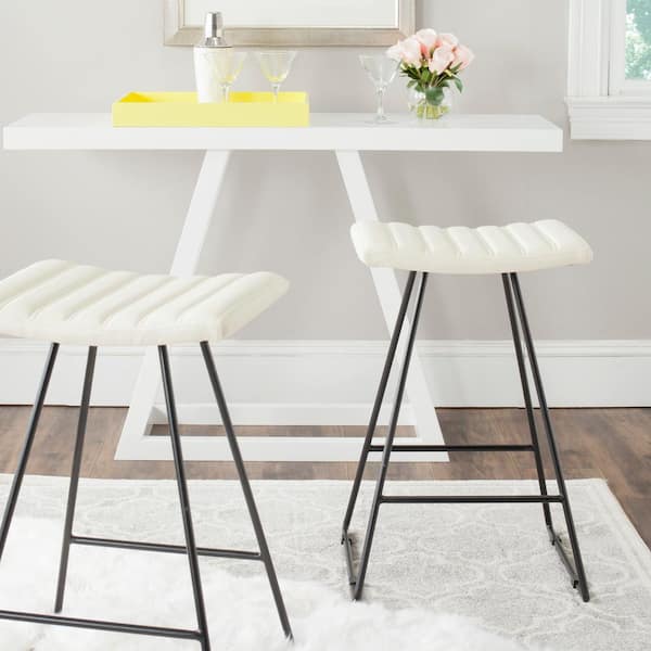 Akito 30 in. Cream and Black Cushioned Bar Stool (Set of 2)