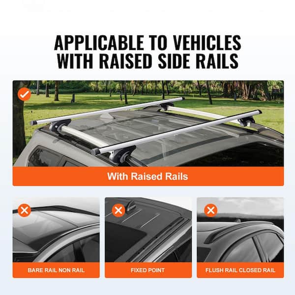 Universal Roof Rack Cross Bars, 54 in. Aluminum Roof Rack Crossbars, Existing Raised Side Rail, 200 lbs. Load Capacity