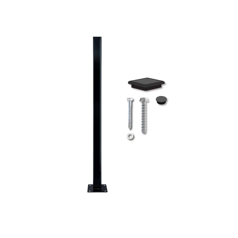 52 in. x 2 in. x 2 in. Black Galvanized Steel Fence Post and Welded Base Plate (Privacy Panels and Slat Fence Installs) price history on PriceWatchPro