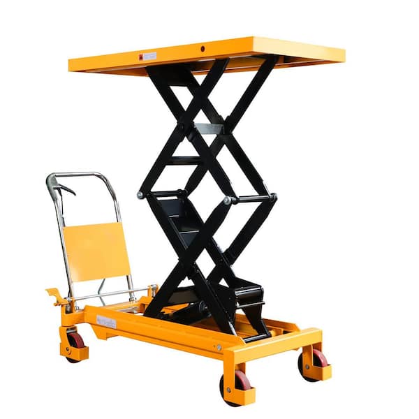 APOLLOLIFT 59 in. Lift Height Hydraulic Double Scissor Lift Table Cart 1760 lbs. Manual Lift Table 48 in. x 24 in. Large Platform