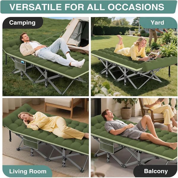 Folding Camping Cot, 800 lbs. Heavy-Duty Outdoor Bed, Waterproof 1200D Oxford Fabric, Quick Setup, Portable