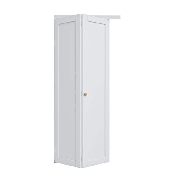 ARK DESIGN 36 in. x 96 in. Solid Core 1-Lite Panel White Primed Composite MDF Interior Closet Bi-Fold Door with Hardware