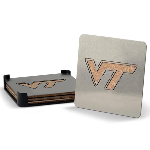 YouTheFan NCAA Virginia Tech Hokies 4-Piece Stainless Steel Boaster Drink Coaster Sportula 7016108