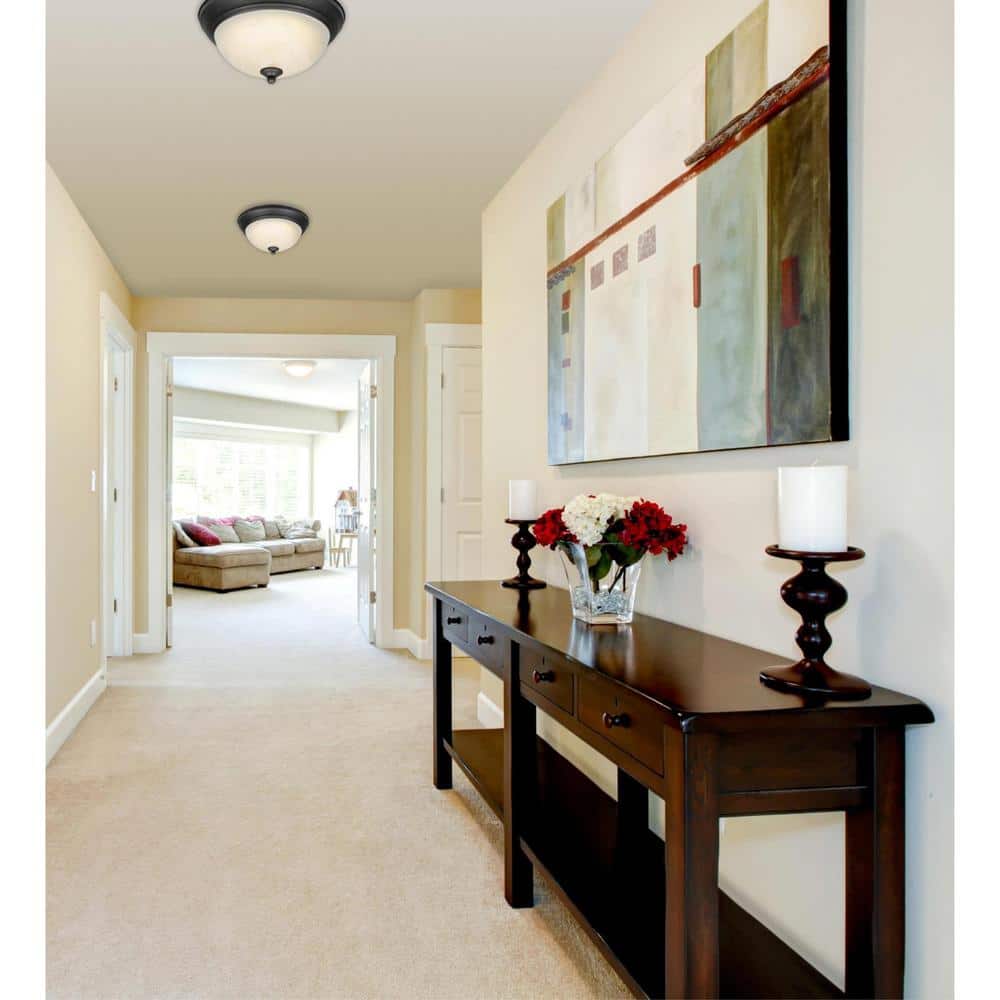 Elegant Alabaster Glass & Bronze LED Ceiling Light, 11-inch