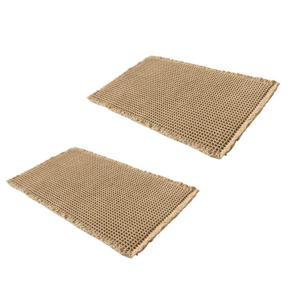 2-Pack 18 in. x 30 in. Non-Slip Brown Waffle Bath Rug, Boho Bath Mat, Rubber Backed Shower Mat for Bathroom Floor price history on PriceWatchPro