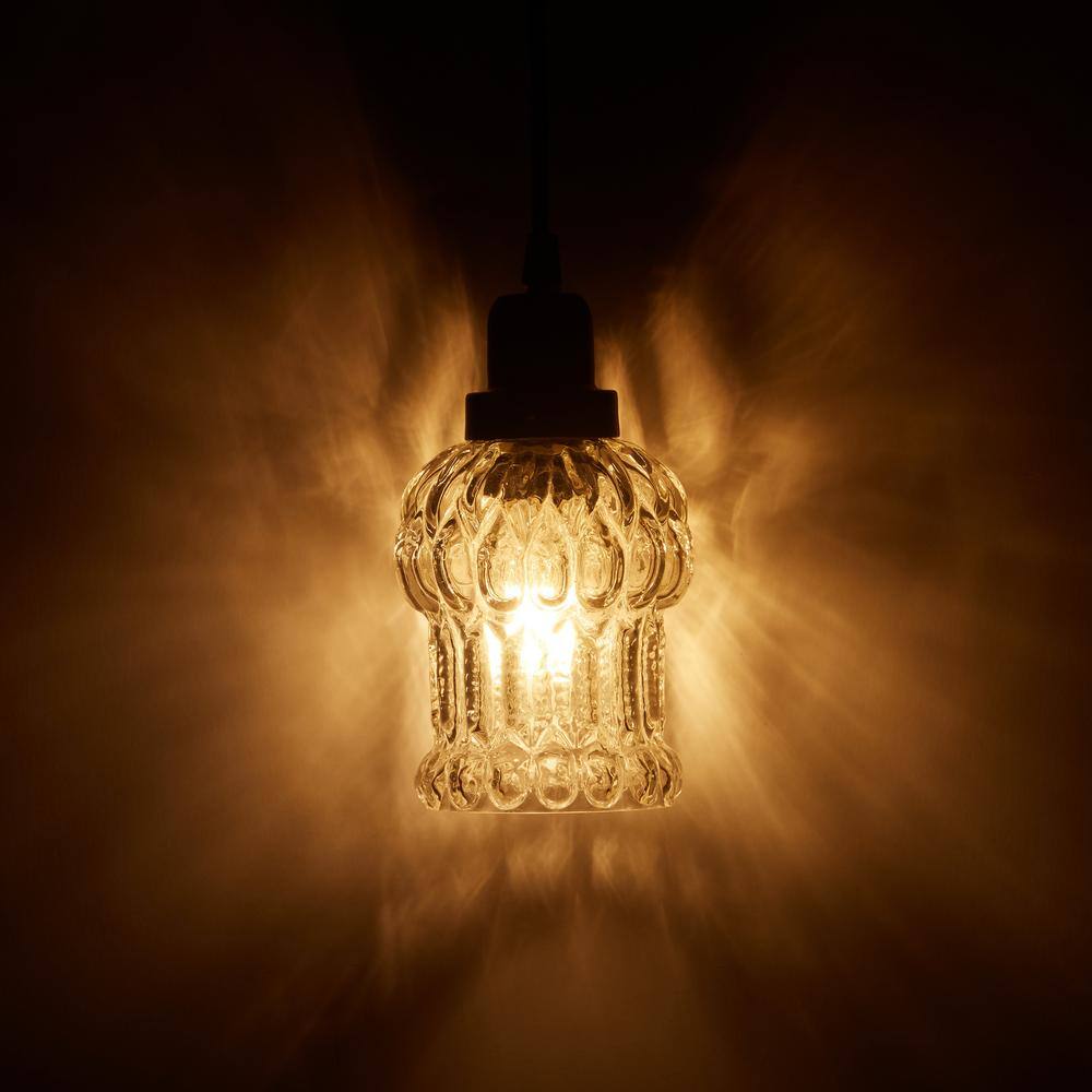 Delphine 4.5" Black and Clear Glass Pendant Light