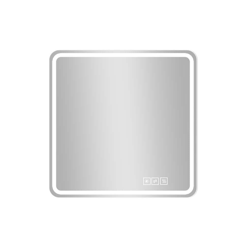 36 in. W x 36 in. H Square Silver Framless LED Dimmable Wall