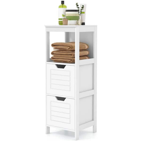 12 in. W x 12 in. D x 35 in. H White Bathroom Linen Cabinet with Storage Rack