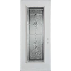 32 in. x 80 in. Victoria Zinc Full Lite Painted White Left-Hand Inswing Steel Prehung Front Door