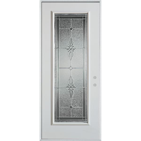 Stanley Doors 32 in. x 80 in. Victoria Zinc Full Lite Painted White Left-Hand Inswing Steel Prehung Front Door