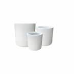 15.8 in. x 12.9 in. & 9.8 in. W Round Pure White Concrete/Fiberglass Indoor Outdoor Modern Seamless Planters (Set of 3)
