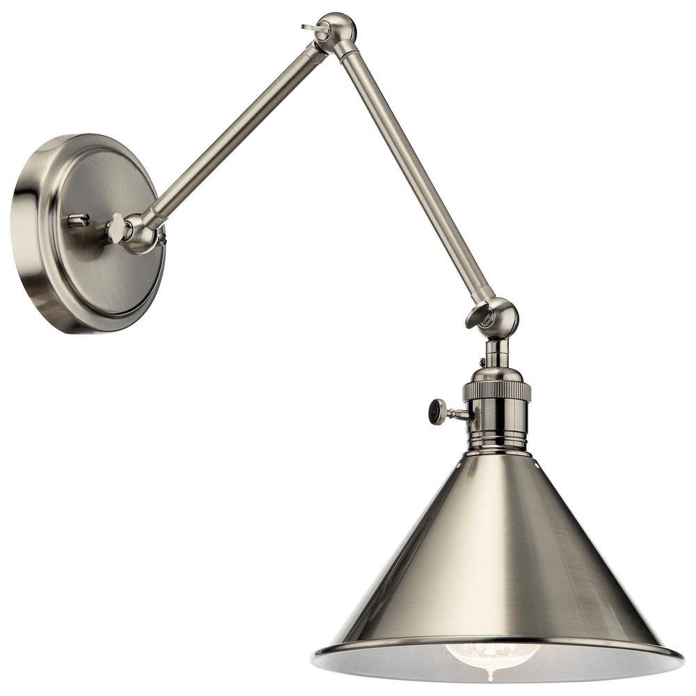 Classic Pewter Articulating Arm Wall Sconce with Schoolhouse Charm