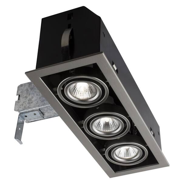 BAZZ Triple Cube 13.25 in. Brushed Steel Recessed Halogen Kit