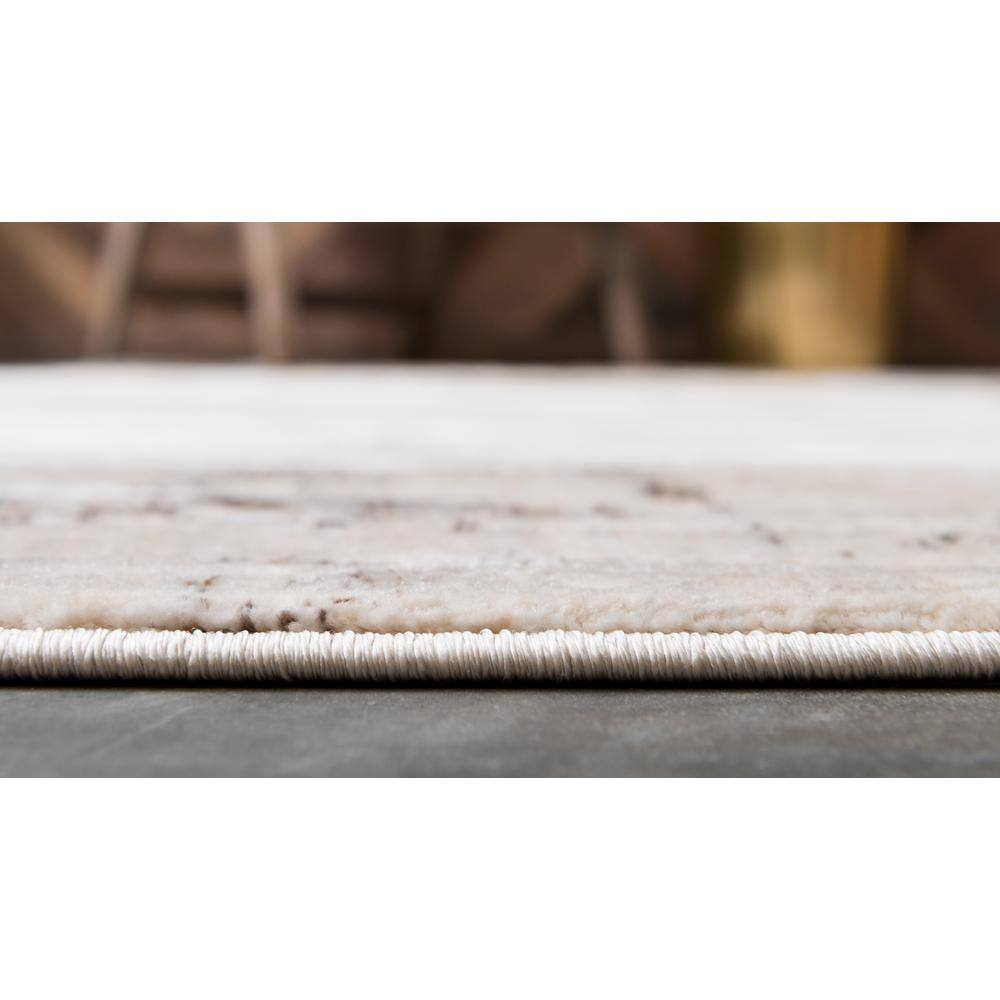 Ivory Beige Braided 9' x 12' Synthetic Easy Care Area Rug
