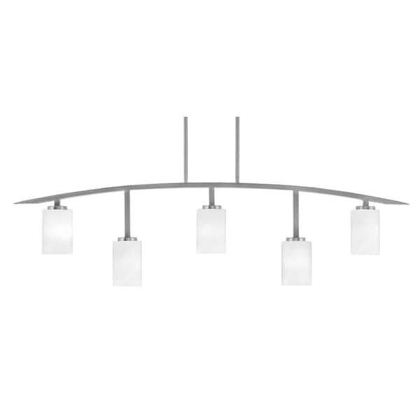 Unbranded Siena 51.25 in. 5-Light Graphite Chandelier with 4 in. White Marble Glass Shades, no bulbs included