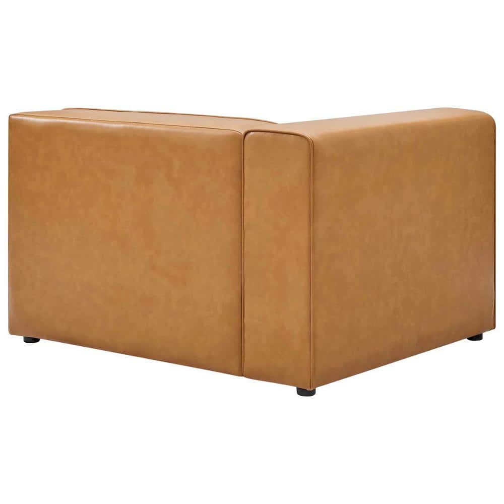 Mingle Contemporary 3-Piece Tan Faux Leather Sectional Sofa