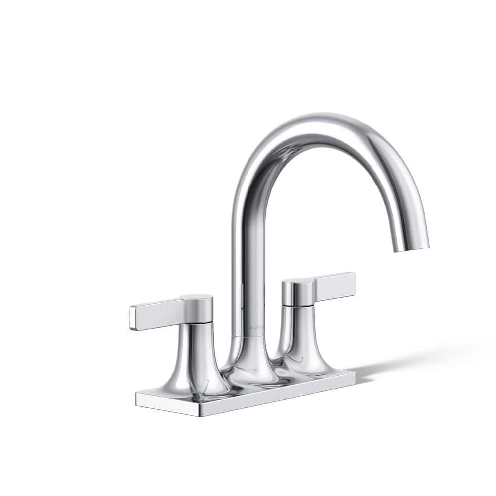 Polished Chrome Brass Centerset Bathroom Faucet with Lever Handles