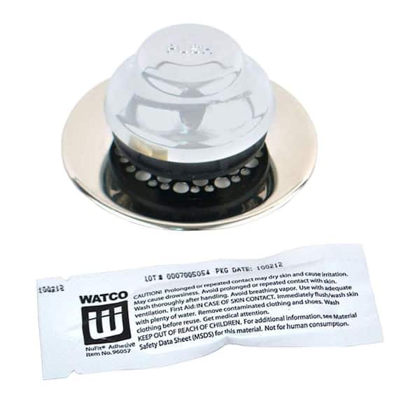 Watco Universal NuFit Foot Actuated Bathtub Stopper Grid Strainer Silicone in Chrome Plated