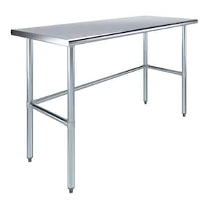 24 in. x 60 in. Stainless Steel Open Base Kitchen Utility Table Metal Prep Table