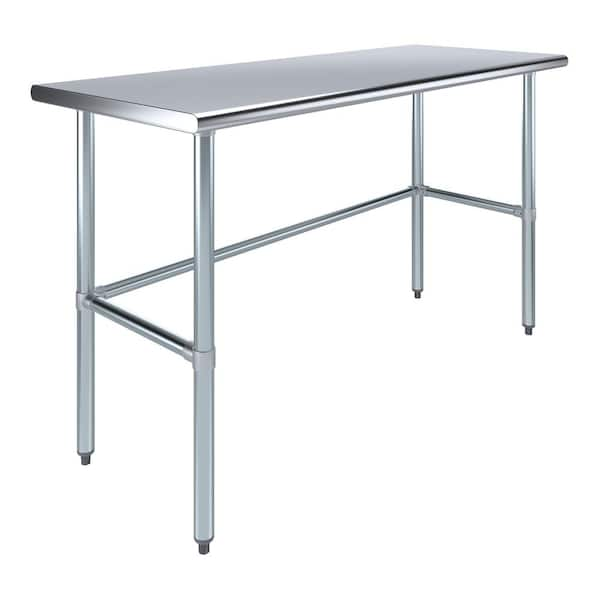 AMGOOD 24 in. x 60 in. Stainless Steel Open Base Kitchen Utility Table Metal Prep Table