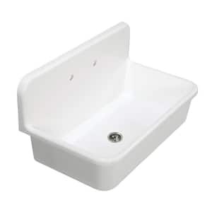Arcticstone Matte White Solid Surface 36 in. Single Bowl Drop-In Kitchen Sink with Backsplash