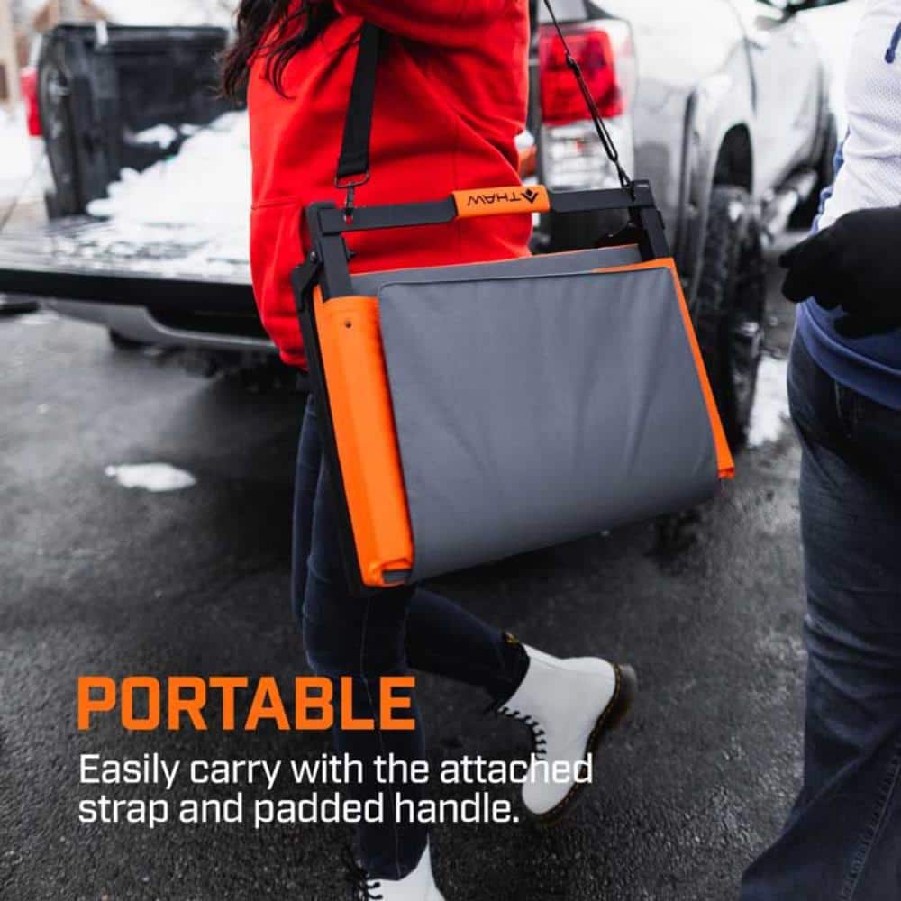 THAW Gray and Orange Heated Stadium Seat with Storage