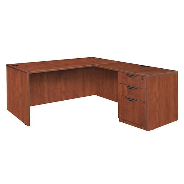 Regency Magons 71 in. Cherry Single Full Pedestal L-Desk with 47 in ...