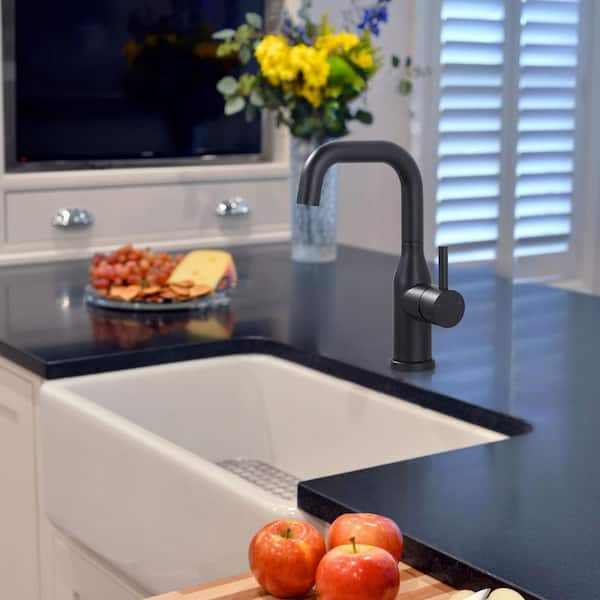 9.3 in. Single Hole Single-Handle Bar Faucet With Swivel Spout in Matte Black