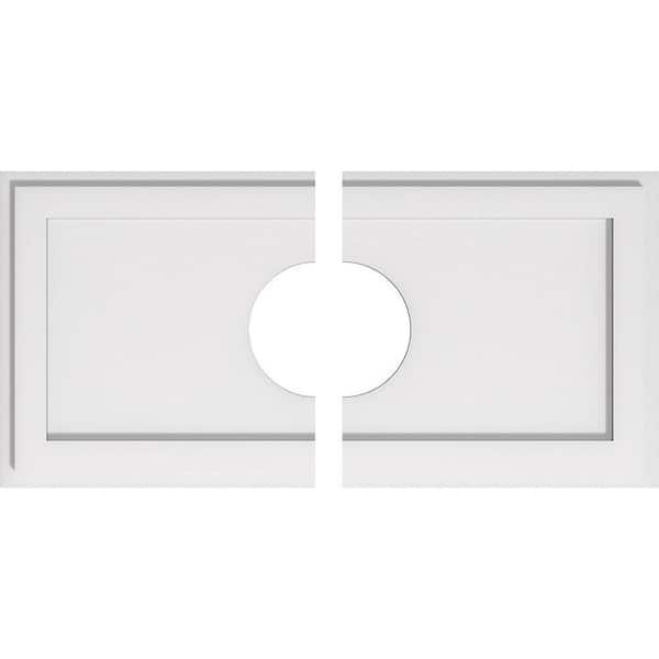 Ekena Millwork 28 in. W x 14 in. H x 6 in. ID x 1 in. P Rectangle Architectural Grade PVC Contemporary Ceiling Medallion (2-Piece)