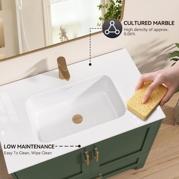 Zeafive 36 in. W x 22 in. D Solid Surface Vanity Top in Pure White