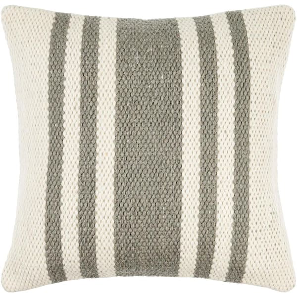 Livabliss Becki Owens Brett Accent Gray Striped Down 22 in. L x 22 in. W Throw Pillow