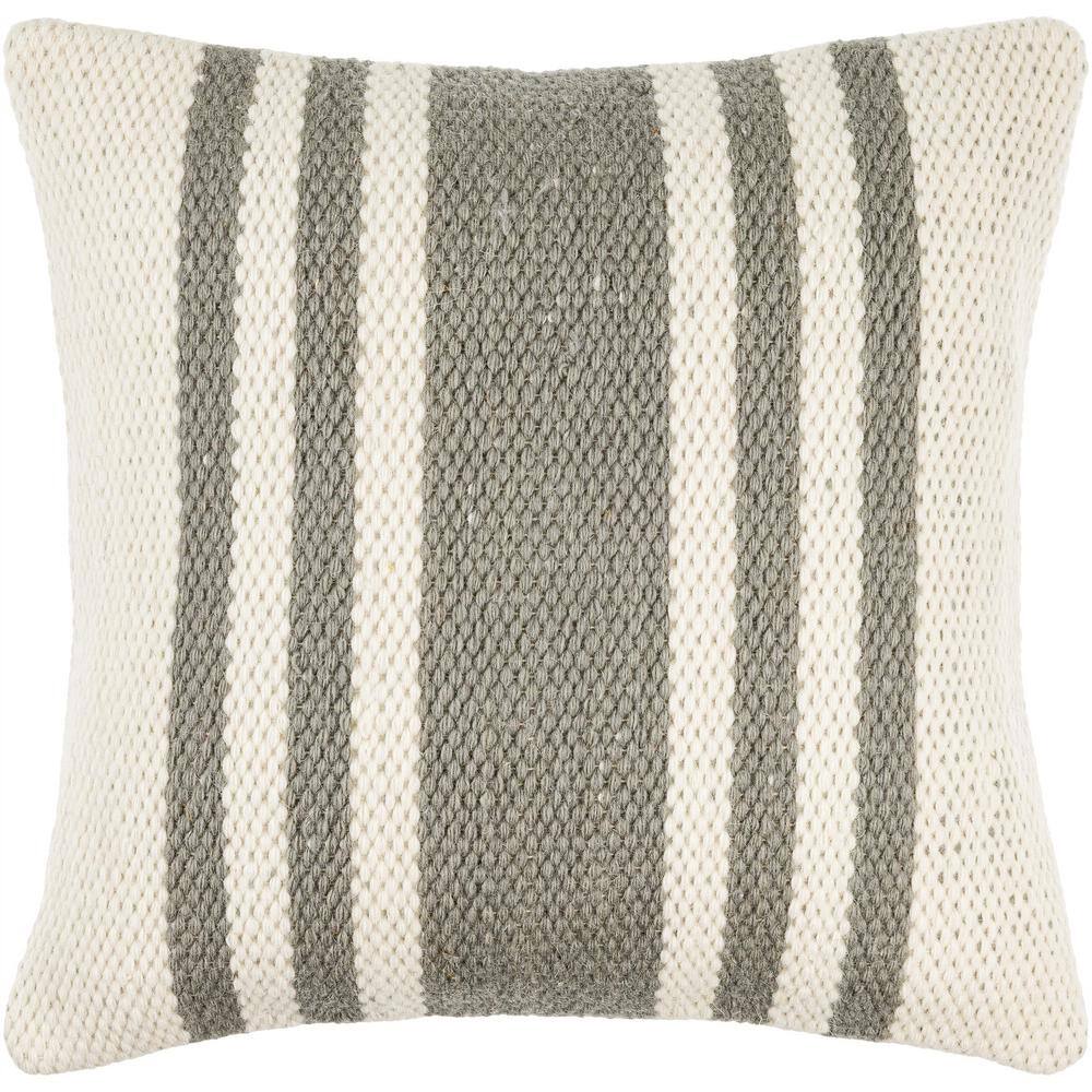 Brett 18'' Off-White and Gray Wool Accent Pillow