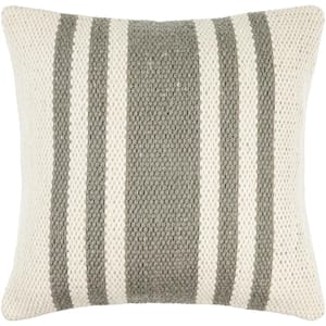 Modern Brett Accent Pillow Cover with Down Insert, 20 in. L x 20 in. W, Gray