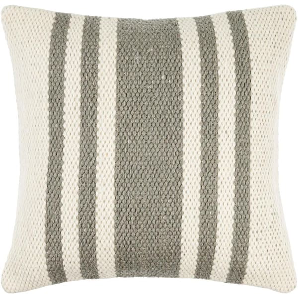 Surya Modern Brett Accent Pillow Cover with Down Insert, 20 in. L x 20 in. W, Gray