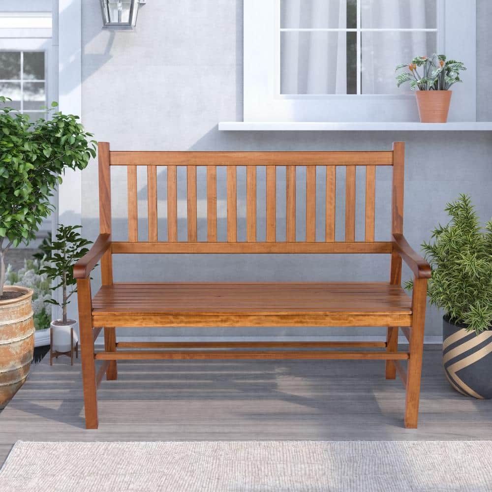 Eden Arched Back Cedar Garden Bench in Oak Finish