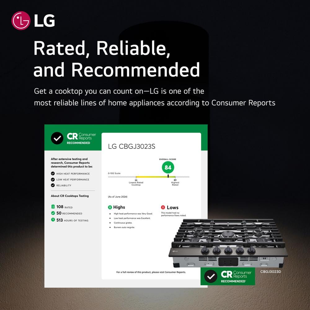 LG 30" Stainless Steel 5-Burner Gas Cooktop with UltraHeat