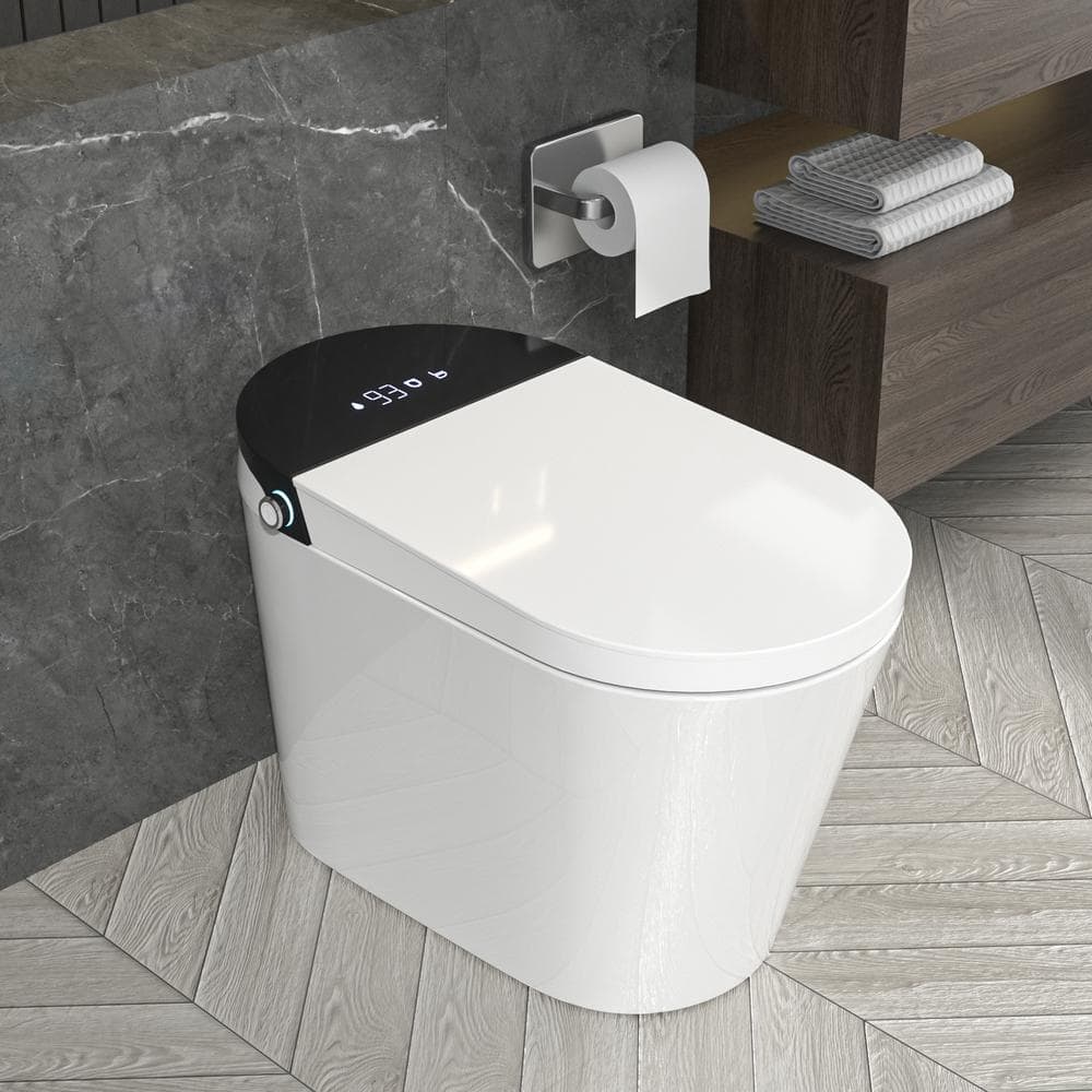 1-Piece 1.28 GPF Auto Single Flush Elongated Bidet Toilet Smart Toilet in W