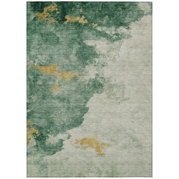 Chantille Machine Washable Indoor/Outdoor Abstract ACN2108 Emerald 8 ft. x 10 ft. Area Rug
