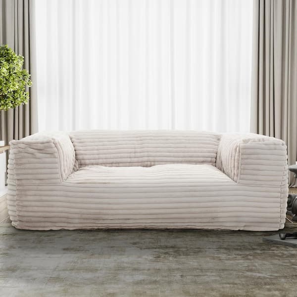 Redd Medium Memory Foam Polyester Corduroy Taupe Bean Bag Sofa