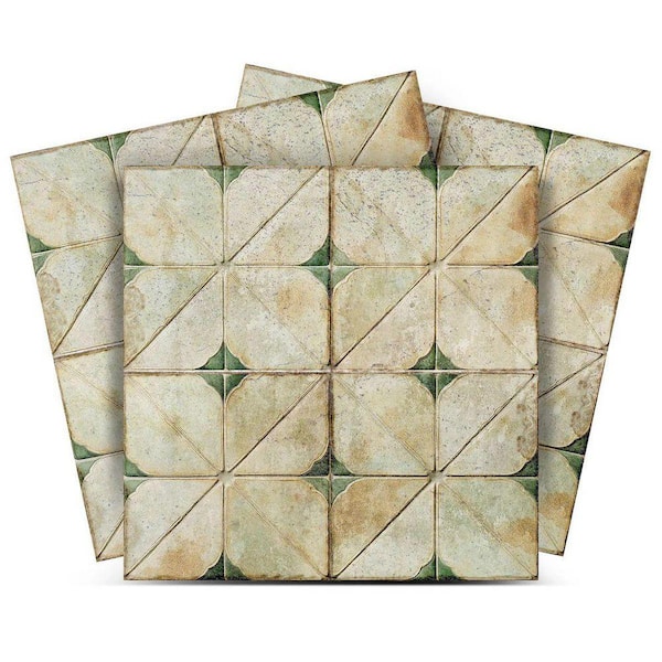 Green and Cream R145 12 in. x 12 in. Vinyl Peel and Stick Tile (24 Tiles, 24 sq. ft. /Pack)