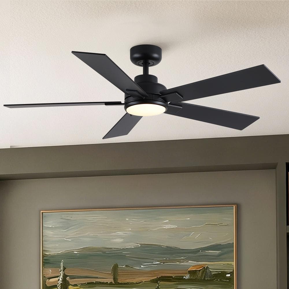 52 in. Black Quiet Reversible DC Motor Ceiling Fan with Remote Control, 6 Wind Speeds 3-Color Temperature price history on PriceWatchPro