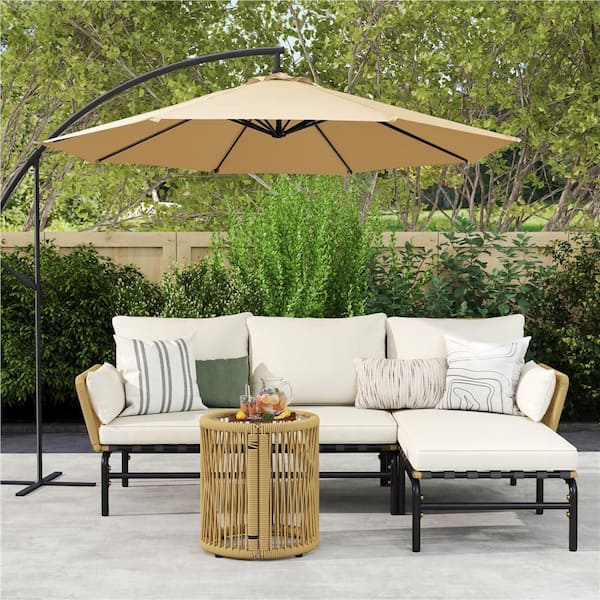 l shaped patio furniture umbrella 9ft Black Square resistant patio lounge set with built Indio Modern Platform Outdoor Sectional
