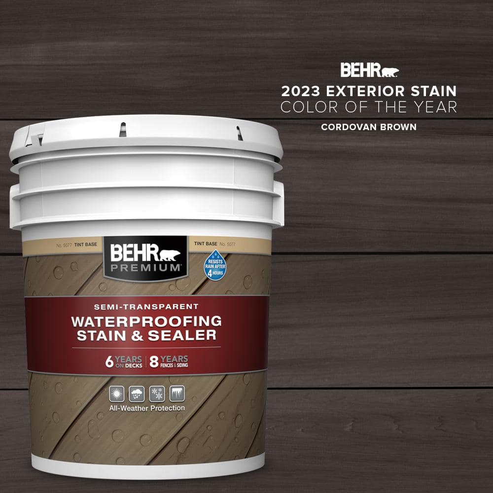 BEHR PREMIUM 5 Gal. #ST-104 Cordovan Brown Semi-Transparent ...