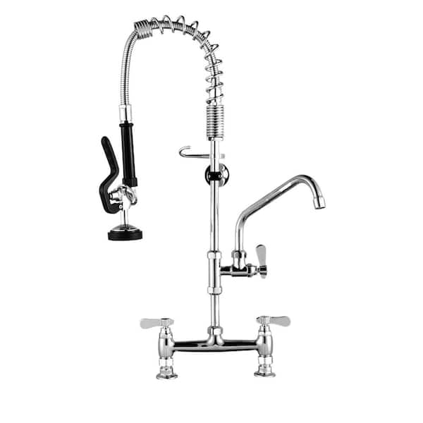 ALEASHA Triple-Handle Pull-Down Sprayer Kitchen Faucet with Pre-Rinse Sprayer in Chrome