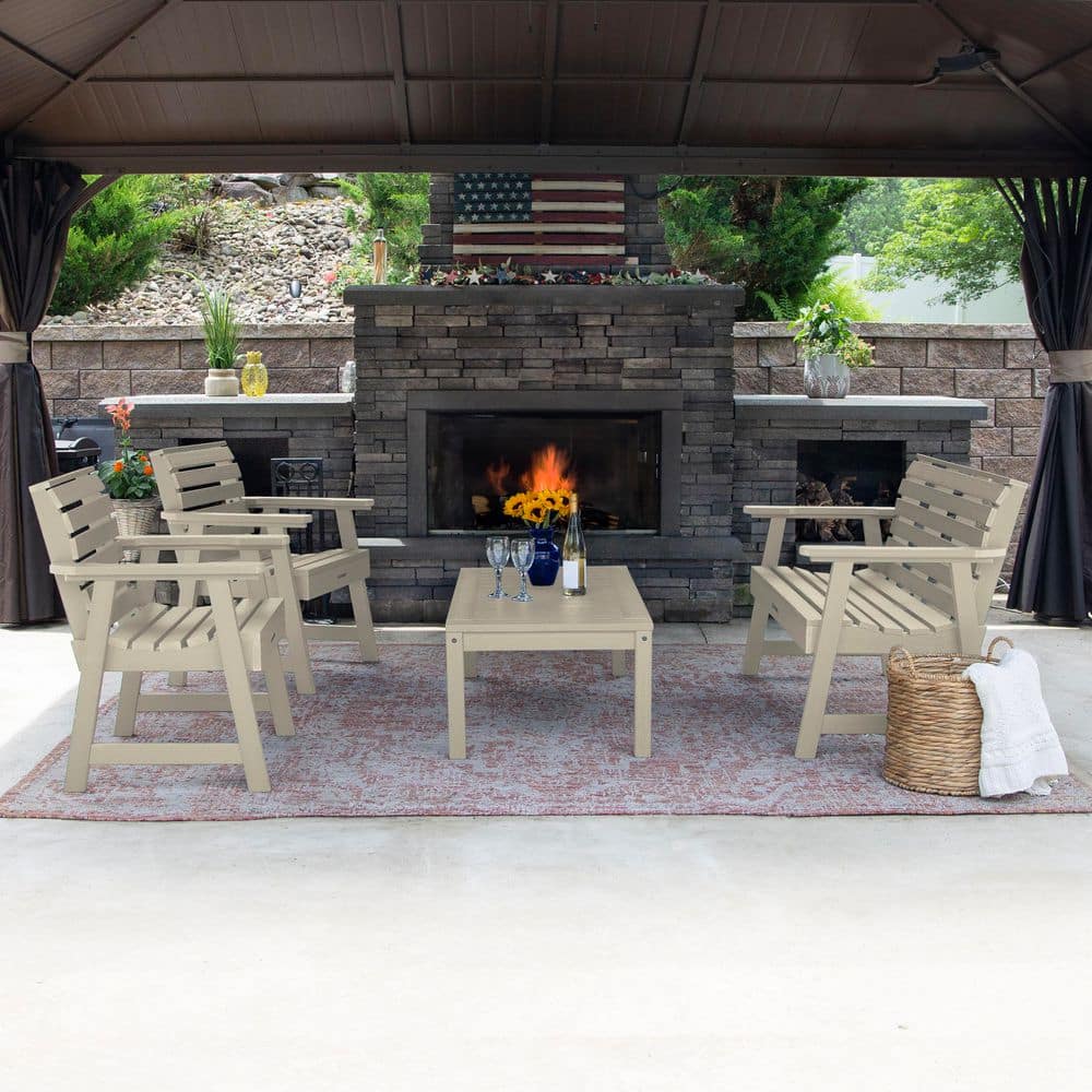Weatherly Whitewash 4-Person Garden Conversation Set